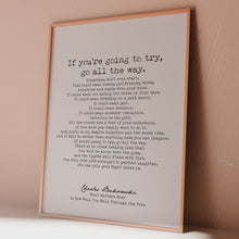 Load and play video in Gallery viewer, Charles Bukowski Quote Print – “Go All the Way”
