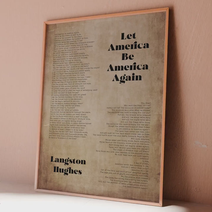 Let America Be America Again Langston Hughes Poem Print