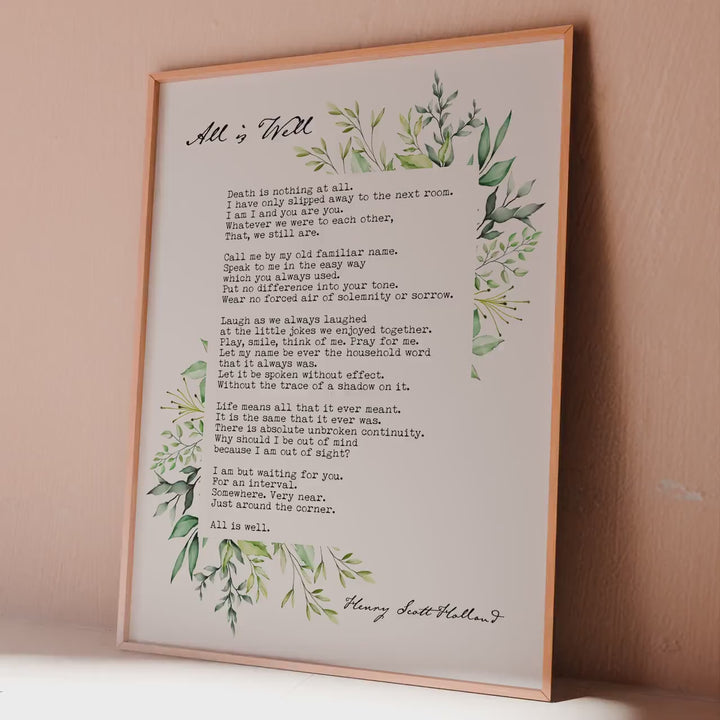 All Is Well Funeral Poem Henry Scott Holland - Death Is Nothing At All