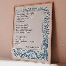 Load and play video in Gallery viewer, Emily Dickinson Poem Print – “Wild Nights” Romantic Poetry Wall Art, Aubrey Beardsley Print, Framed or Unframed Literary Gift
