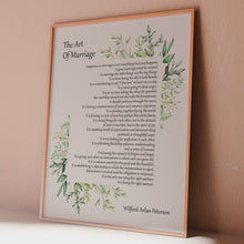 Load and play video in Gallery viewer, The Art Of Marriage by Wilferd Arlan Peterson Wedding poem wall art Ceremony reading - Framed And Unframed Options
