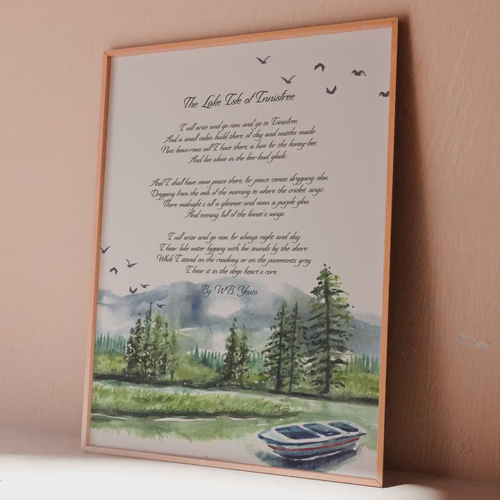 Lake Isle of Innisfree Poem Print: W.B. Yeats, Irish Wall Art