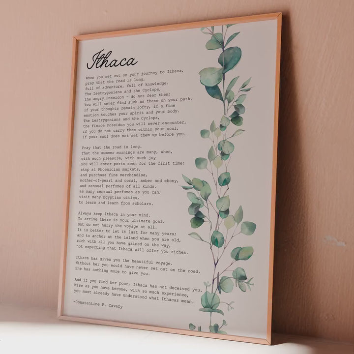 Ithaca Poem Print: Constantine Cavafy, Eucalyptus Watercolor Art