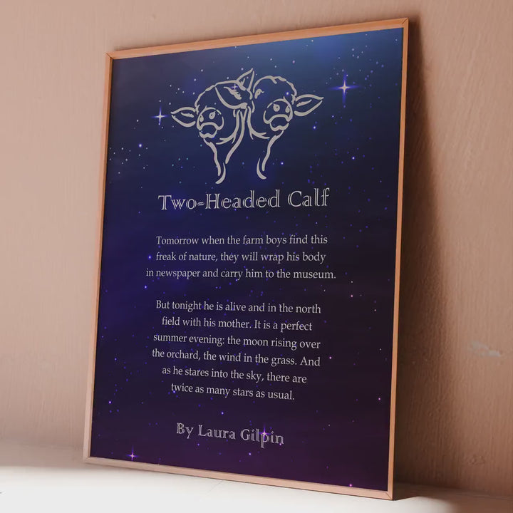 Two Headed Calf Poem by Laura Gilpin Illustrated Poem Print There are twice as many stars as usual - Framed And Unframed Options