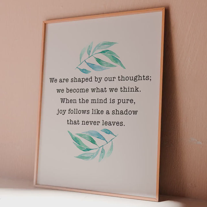 Buddha Quote Print: Inspirational Watercolor Leaves Art