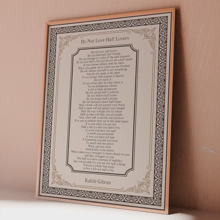 Kahlil Gibran Do Not Love Half Lovers Poem Print – Literary Wall Art with Victorian Border, Cream Background, Framed or Unframed