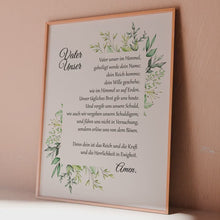 Load and play video in Gallery viewer, Vater Unser Kunstdruck - Christliche Wanddeko - German Lords Prayer Wall Art Print
