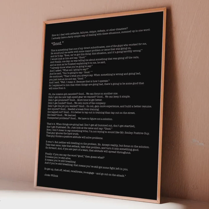 Jocko Willink "Good" Quote Print: Inspirational Wall Art