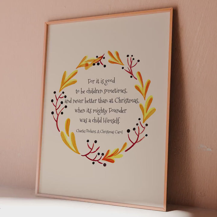 A Christmas Carol Quote Print: Charles Dickens Christmas Decor