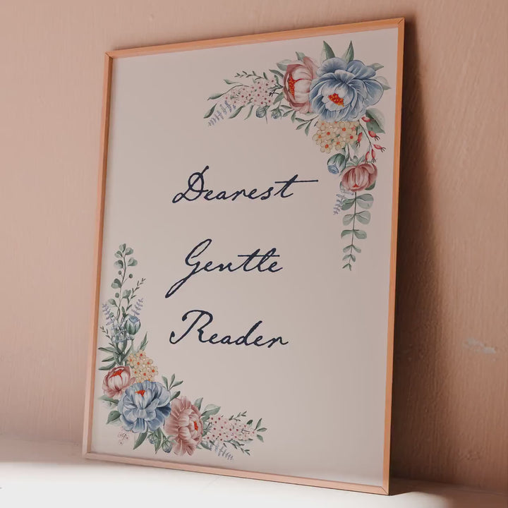 Dearest Gentle Reader Poster, Book Lover Gift