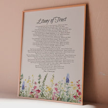 Load and play video in Gallery viewer, Litany of Trust Print – Catholic Prayer with Watercolor Wildflowers
