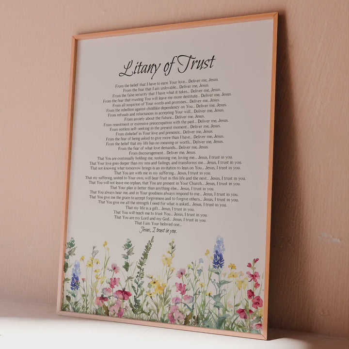 Litany of Trust Print – Catholic Prayer with Watercolor Wildflowers