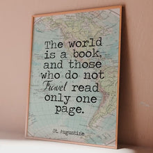 Load and play video in Gallery viewer, St. Augustine Travel Quote Print - Vintage Map Wall Art, Wanderlust Decor, Inspirational Travel Poster, Framed or Unframed
