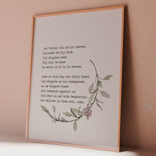Load and play video in Gallery viewer, Lord's Prayer Wall Art: Floral Christian Scripture Print
