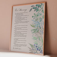 Load and play video in Gallery viewer, On Marriage Poem Print By Kahlil Gibran Wedding Gift - Framed &amp; Unframed Options
