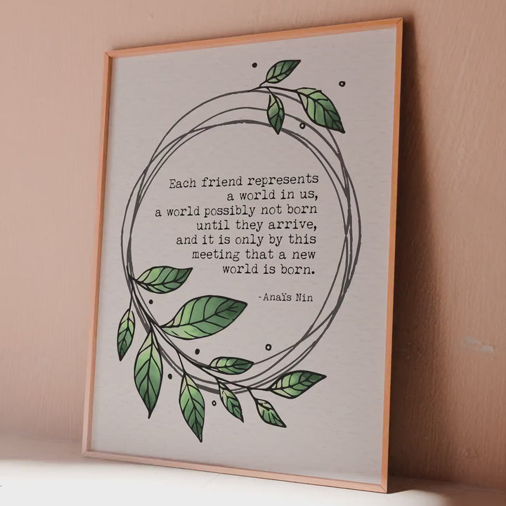 Anaïs Nin Quote Print: Best Friend Gifts “Each friend represents a world in us..."
