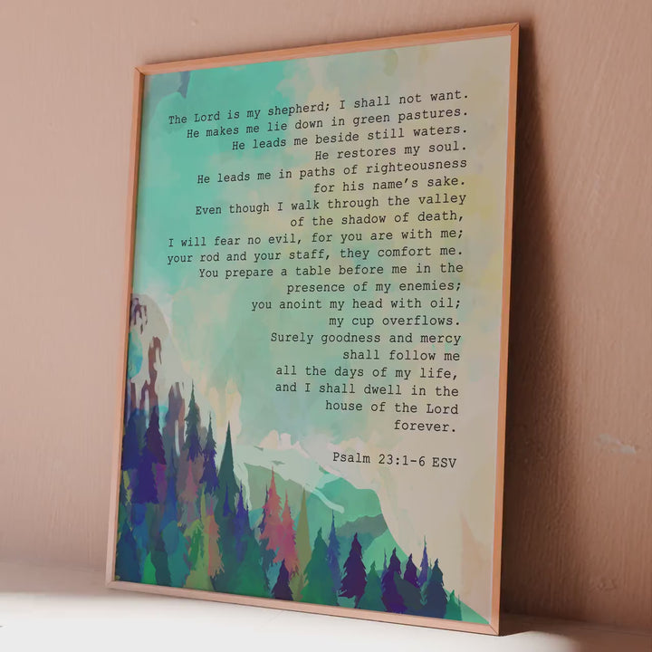 Psalm 23 Art Print – Bible Verse Wall Art, Christian Artwork
