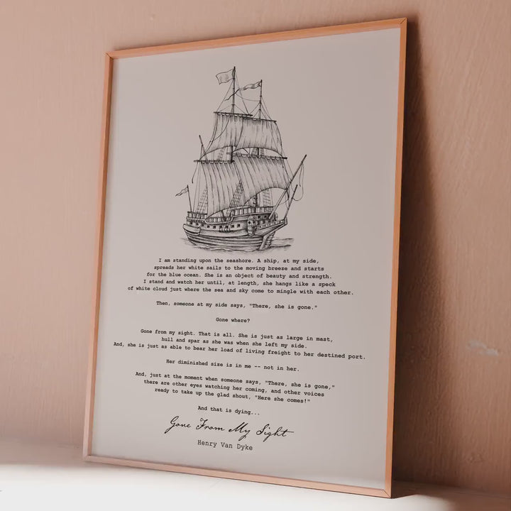 Celebration of Life Gone From My Sight Memorial Poem Print – Henry Van Dyke Memorial Art – Funeral or Sympathy Gift