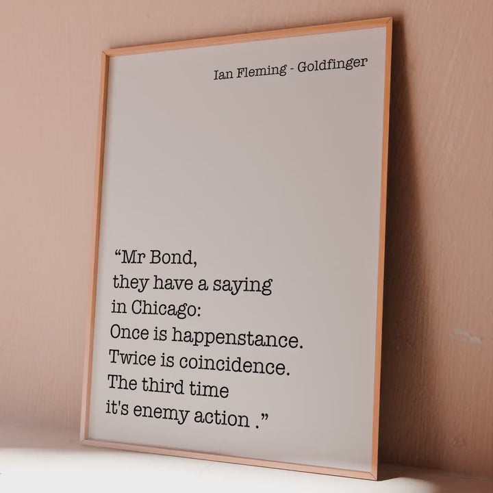 James Bond Poster Goldfinger Quote Print: Ian Fleming Wall Art