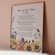 Load and play video in Gallery viewer, Dust If You Must Poem Print: Watercolor Sunflowers, Mom Gift

