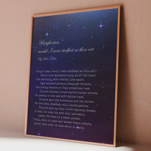 Load and play video in Gallery viewer, Bright Star John Keats Poem Print, Celestial Poetry Gift
