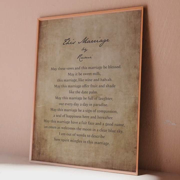 This Marriage Poem by Rumi: Wedding Poem Print, One Year Anniversary