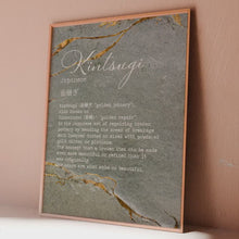 Load and play video in Gallery viewer, Kintsugi Definition Print: Japanese Philosophy, Gold Marble Art
