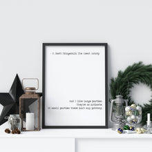 Load image into Gallery viewer, F Scott Fitzgerald Quote - I like large parties they’re so intimate Great Gatsby Print for home library office wall Art book quote print
