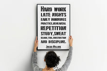 Load image into Gallery viewer, Jocko Willink Print - Hard work, late nights, early mornings - Inspirational poster - Discipline equals freedom - Physical Art Print
