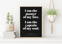 Load image into Gallery viewer, Invictus poem William Ernest Henley I am the master of my fate... captain of my soul - Unframed print
