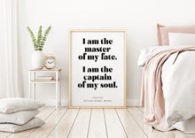 Load image into Gallery viewer, Invictus poem William Ernest Henley I am the master of my fate... captain of my soul - Unframed print
