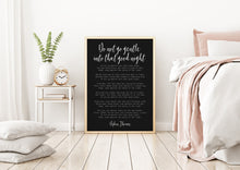Load image into Gallery viewer, Dylan Thomas Poem Print - Do not go gentle into that good night - bedroom decor print, poetry poster UNFRAMED
