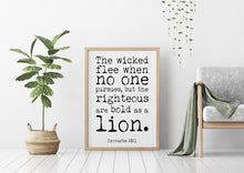 Load image into Gallery viewer, Bible verse wall art - Proverbs 28 :1 - Scripture wall art
