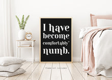 Load image into Gallery viewer, Pink Floyd - I have become comfortably numb - lyrics poster - Music Print bedroom decor home office decor record poster UNFRAMED
