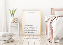 Load image into Gallery viewer, Edgar Allan Poe Poem Romance Quote - Being young and dipped in folly I fell in love with - Art Print for Home Decor, Poety print Poe poster
