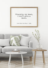 Load image into Gallery viewer, Gone with the wind Movie Quote, Frankly My dear I don&#39;t give a damn, Black and White Art Print for Home Decor, Minimalist Wall Art UNFRAMED
