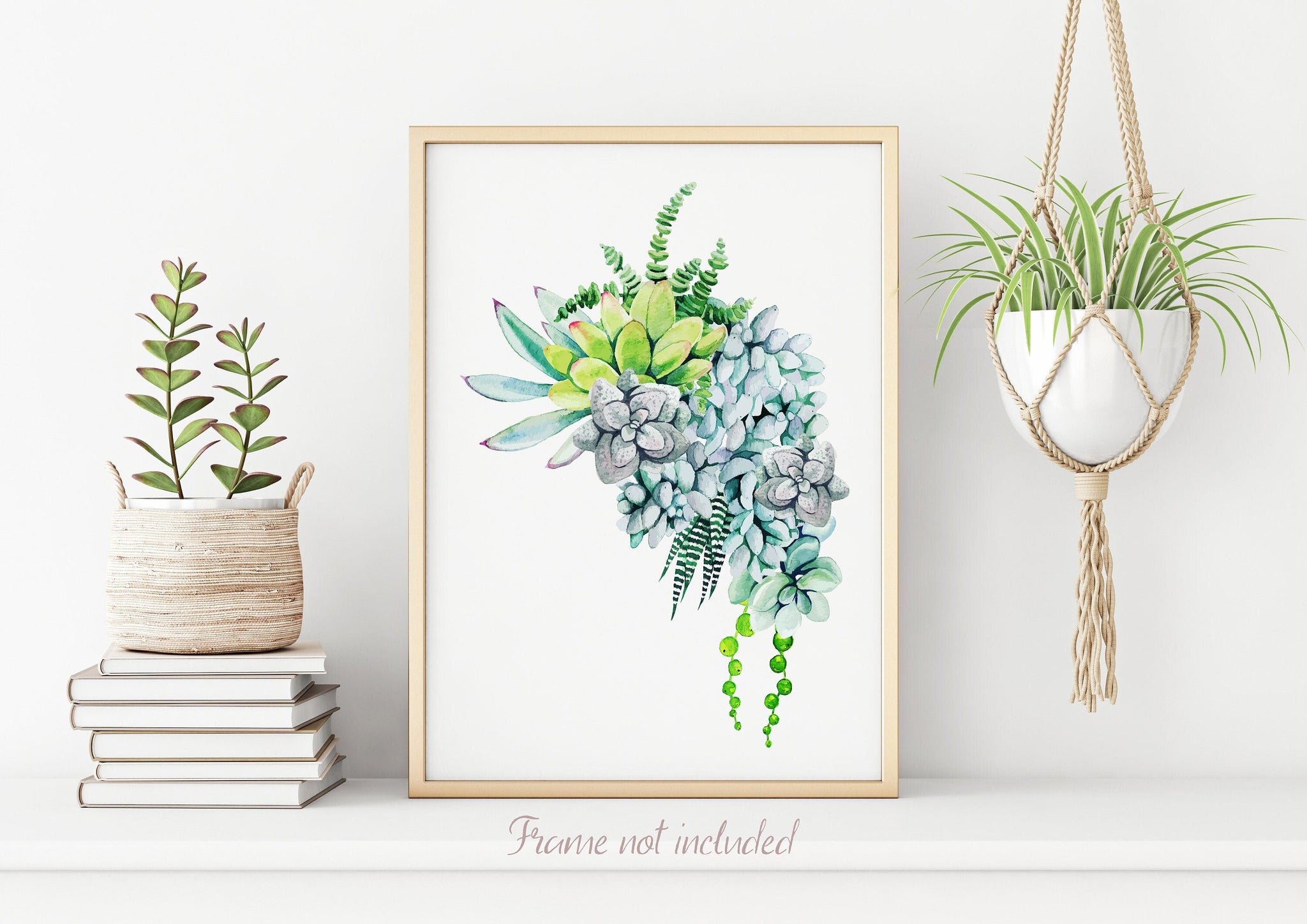 succulent bedroom decor Watercolor Succulent print Succulent Painting Poster Print