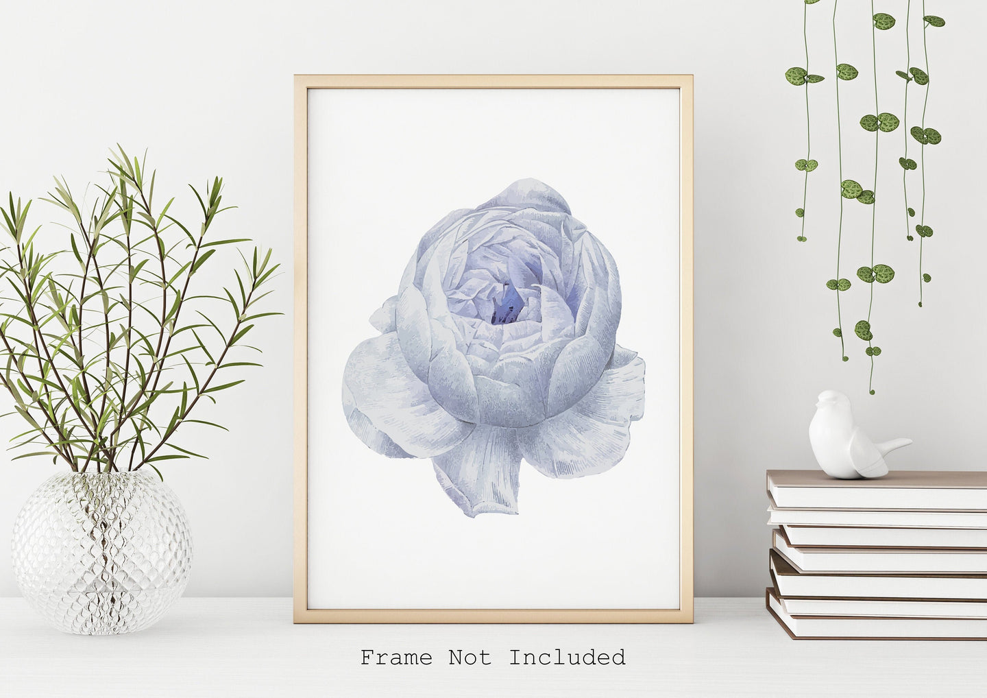 Watercolor Flower print - blue flower painting poster Bedroom decor - watercolor poster UNFRAMED
