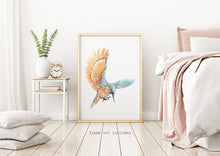 Load image into Gallery viewer, Watercolor Kingfisher print - King Fisher Bird wall art UNFRAMED
