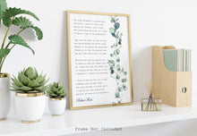 Load image into Gallery viewer, Robert Frost Poem - The Road Not Taken - Two Roads Diverged In A Wood - Watercolor Eucalyptus Print - UNFRAMED
