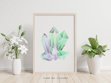 Load image into Gallery viewer, Crystal Wall Art Print - Green crystal painting poster Bedroom decor - watercolor poster UNFRAMED

