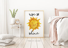 Load image into Gallery viewer, Rise and Shine print - Sunshine watercolor painting Bedroom wall decor - UNFRAMED - kids room wall decor - nursery wall decor
