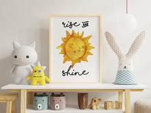 Load image into Gallery viewer, Rise and Shine print - Sunshine watercolor painting Bedroom wall decor - UNFRAMED - kids room wall decor - nursery wall decor
