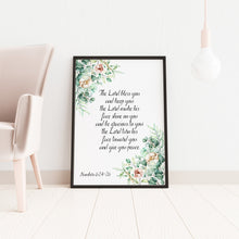 Load image into Gallery viewer, Numbers 6:24-26  - The Lord Bless You - prayer print - Scripture wall art -  christian wall art UNFRAMED - May the Lord - Bible verse print
