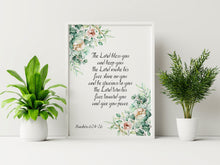 Load image into Gallery viewer, Numbers 6:24-26  - The Lord Bless You - prayer print - Scripture wall art -  christian wall art UNFRAMED - May the Lord - Bible verse print
