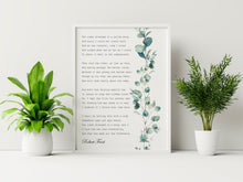 Load image into Gallery viewer, Robert Frost Poem - The Road Not Taken - Two Roads Diverged In A Wood - Watercolor Eucalyptus Print - UNFRAMED
