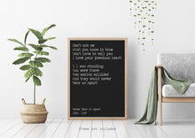 Load image into Gallery viewer, INXS lyrics poster - Never tear us apart - Music Print bedroom decor home office decor record poster UNFRAMED
