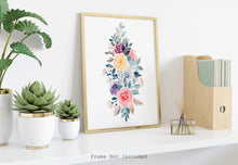 Load image into Gallery viewer, Watercolor Wildflower Bouquet print - Wild Roses painting poster Bedroom decor - Colorful wall art illustration UNFRAMED
