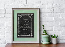 Load image into Gallery viewer, Walt Whitman Quote - Happiness, not in another place but this place - poetry print literary wall art print UNFRAMED - Chalkboard style
