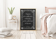 Load image into Gallery viewer, Walt Whitman Quote - Happiness, not in another place but this place - poetry print literary wall art print UNFRAMED - Chalkboard style
